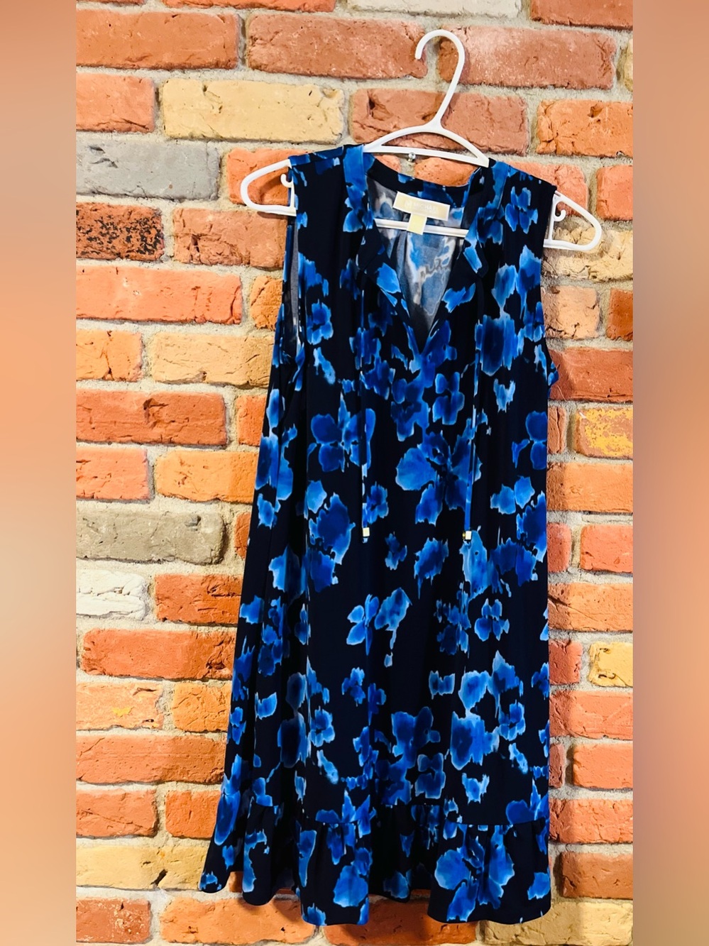 MICHAEL Michael Kors Black and Blue Floral Dress. Large
